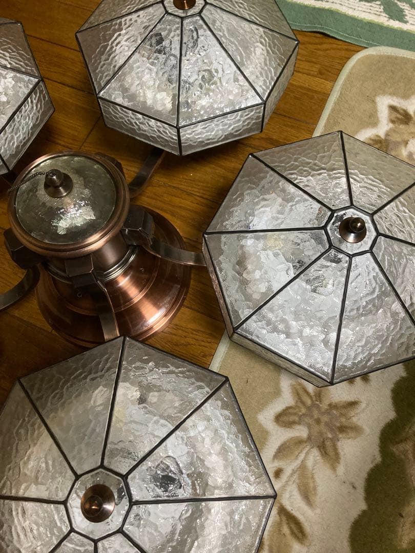 【たのメル便】昭和レトロ メーカー不明 シャンデリア 5灯 リビング照明