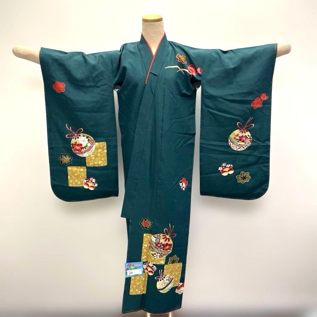 七五三 着物 女の子 7歳 深緑 重ね衿付き 2601-3