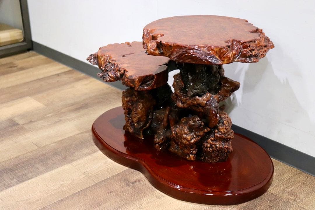 GMIS11○花梨材 瘤 玉杢 唐木 花台 飾り台 盆栽台 置物台 オブジェ