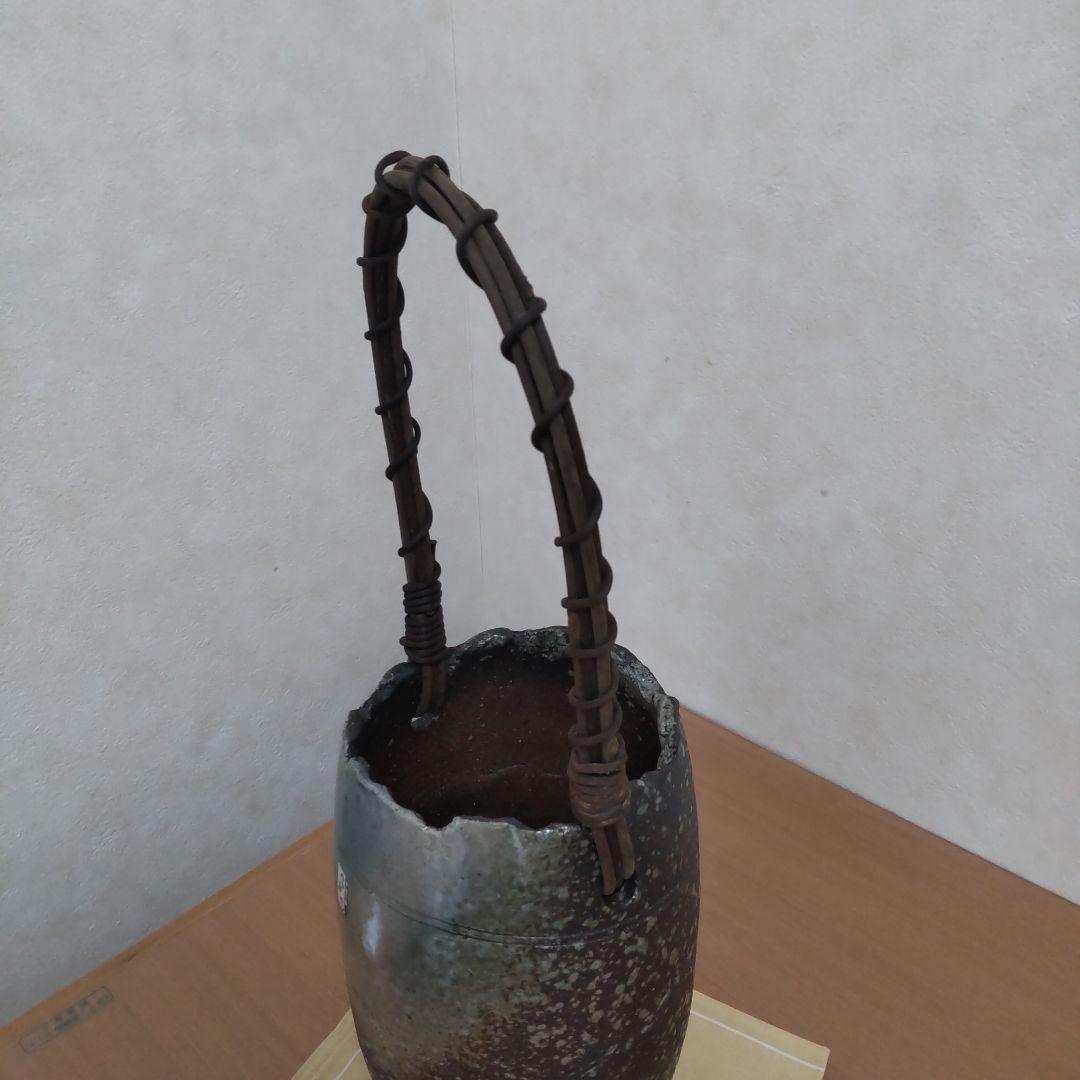しがらき焼 風 花器 花瓶 高さ42cm 手付き 共箱 和モダン 陶器