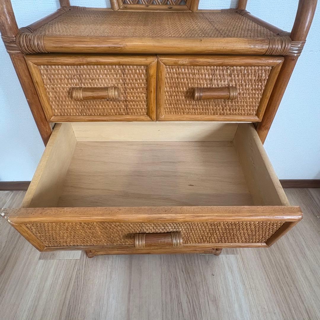 昭和レトロ ラタン製 5段チェスト ナチュラル