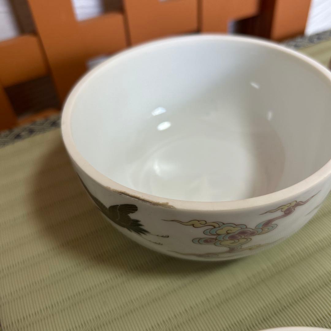 期間限定値下！深川製磁 金彩雲鶴図 蓋物 ボンボニエール 大小 菓子器 2客