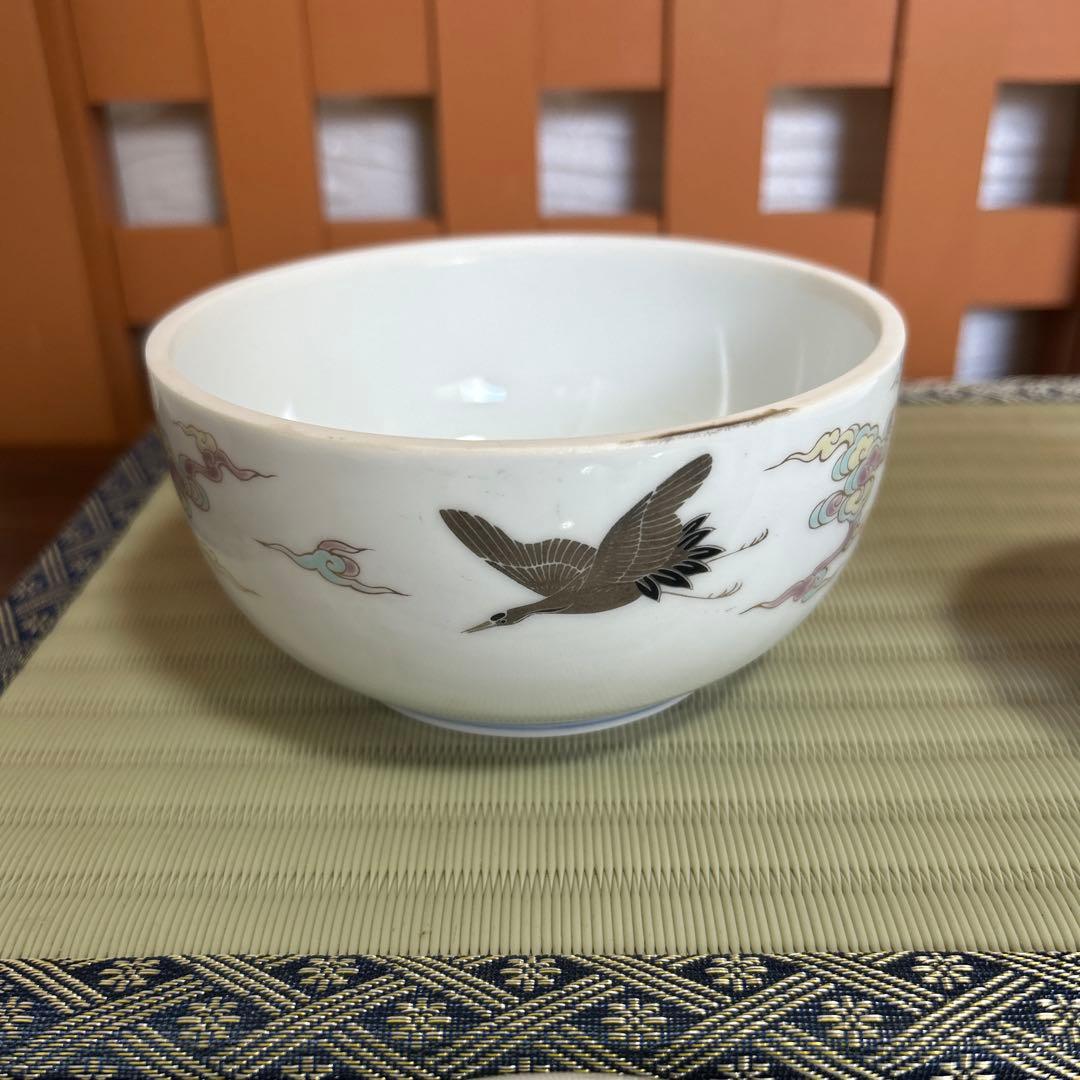 期間限定値下！深川製磁 金彩雲鶴図 蓋物 ボンボニエール 大小 菓子器 2客