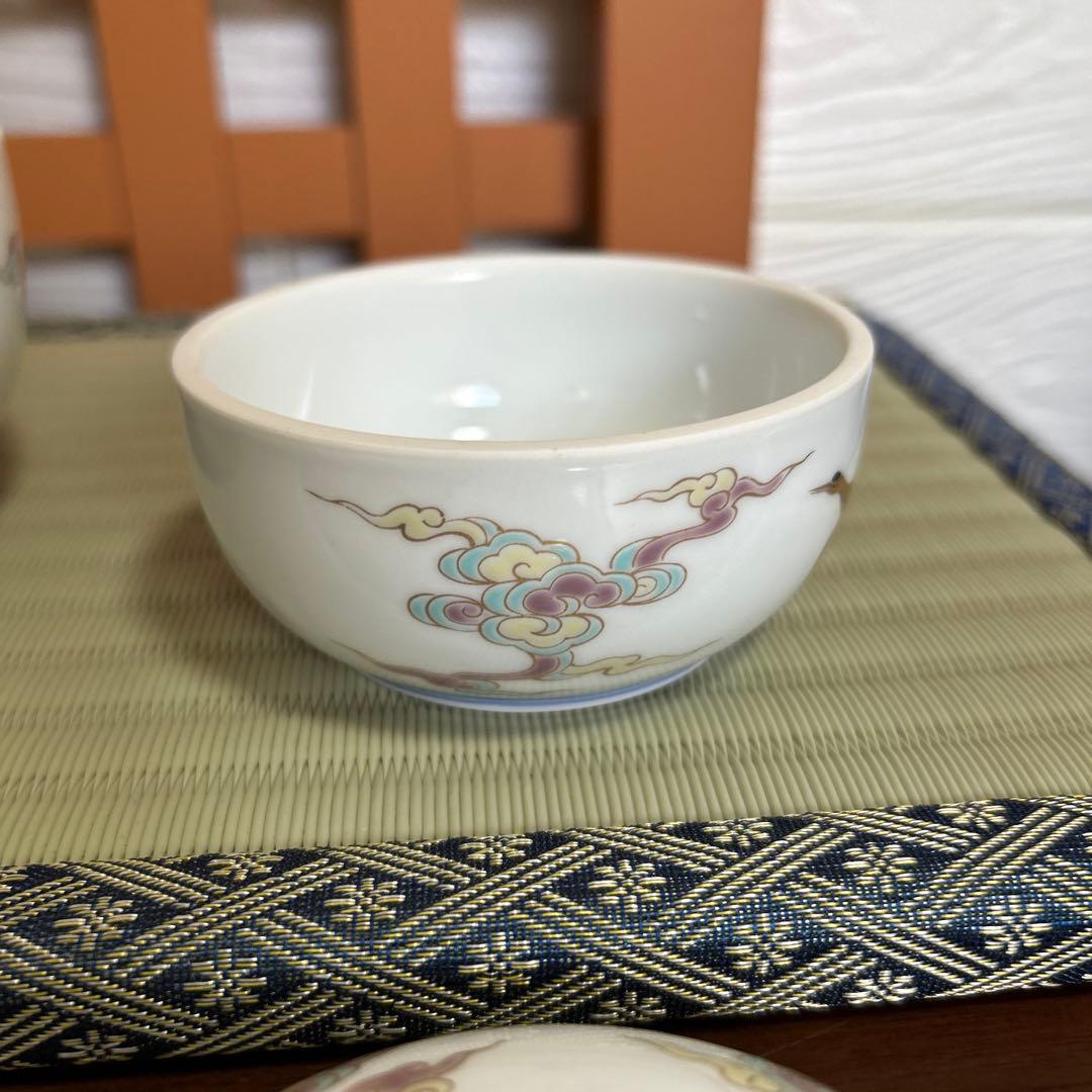 期間限定値下！深川製磁 金彩雲鶴図 蓋物 ボンボニエール 大小 菓子器 2客