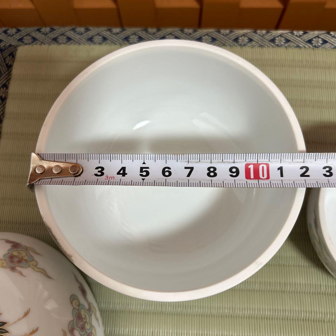 期間限定値下！深川製磁 金彩雲鶴図 蓋物 ボンボニエール 大小 菓子器 2客