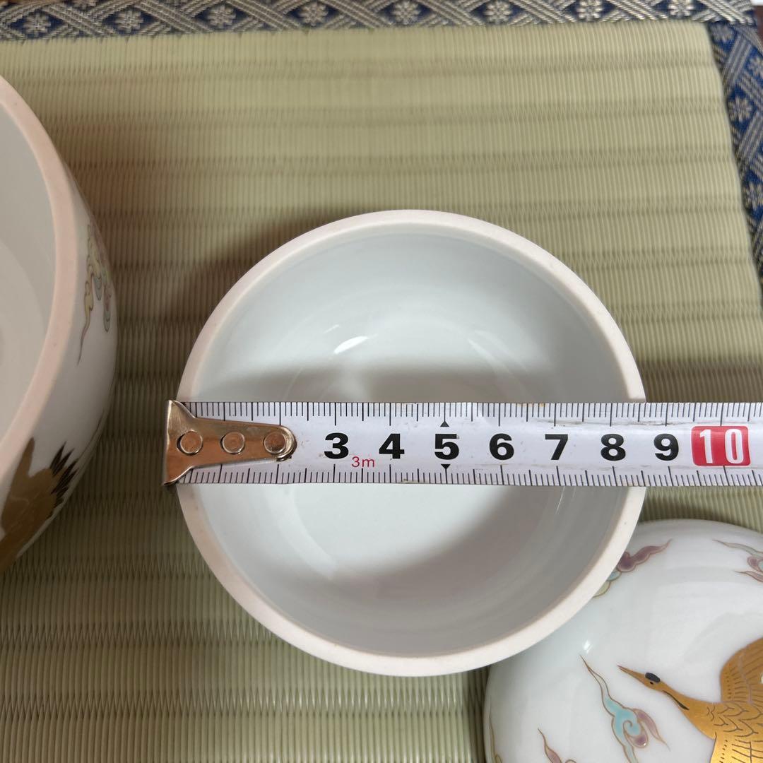 期間限定値下！深川製磁 金彩雲鶴図 蓋物 ボンボニエール 大小 菓子器 2客