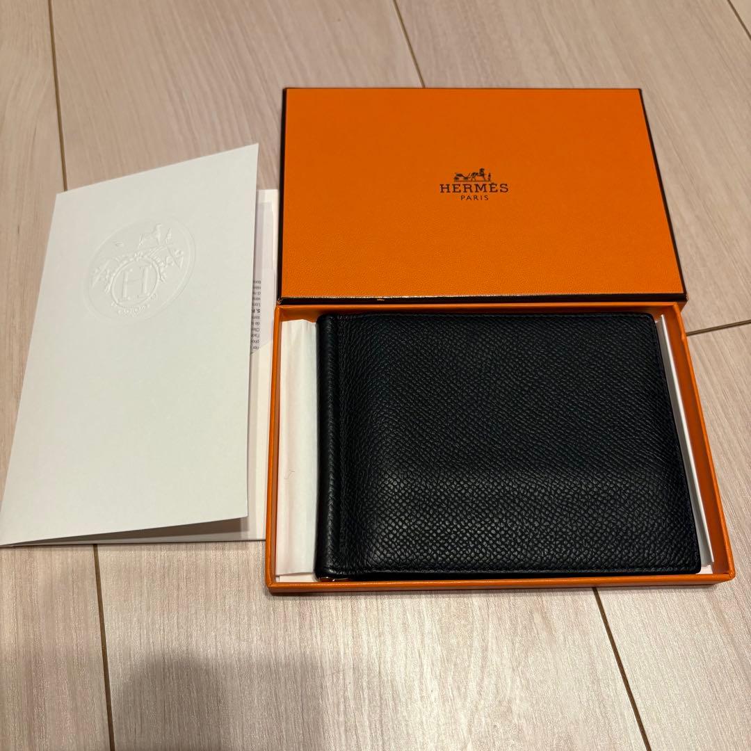 【希少品】HERMES エルメス マネークリップ ポーカー ブラック