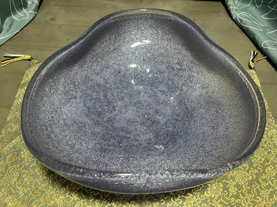 窯肌変形小判水盤 花器 茶道具