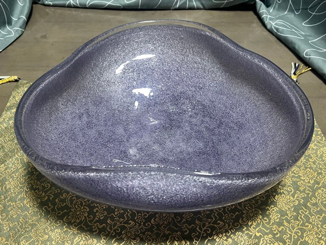 窯肌変形小判水盤 花器 茶道具