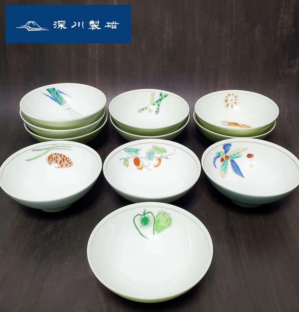 S11 深川製磁　野菜　みのり　茶碗　11客セット+おまけ付き　宮内庁御用達