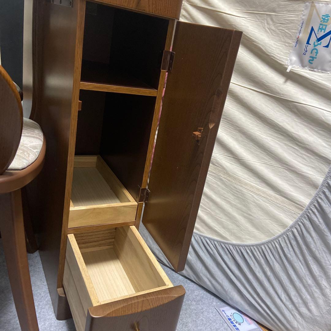 木製ドレッサー／鏡台、姿見　椅子付き
