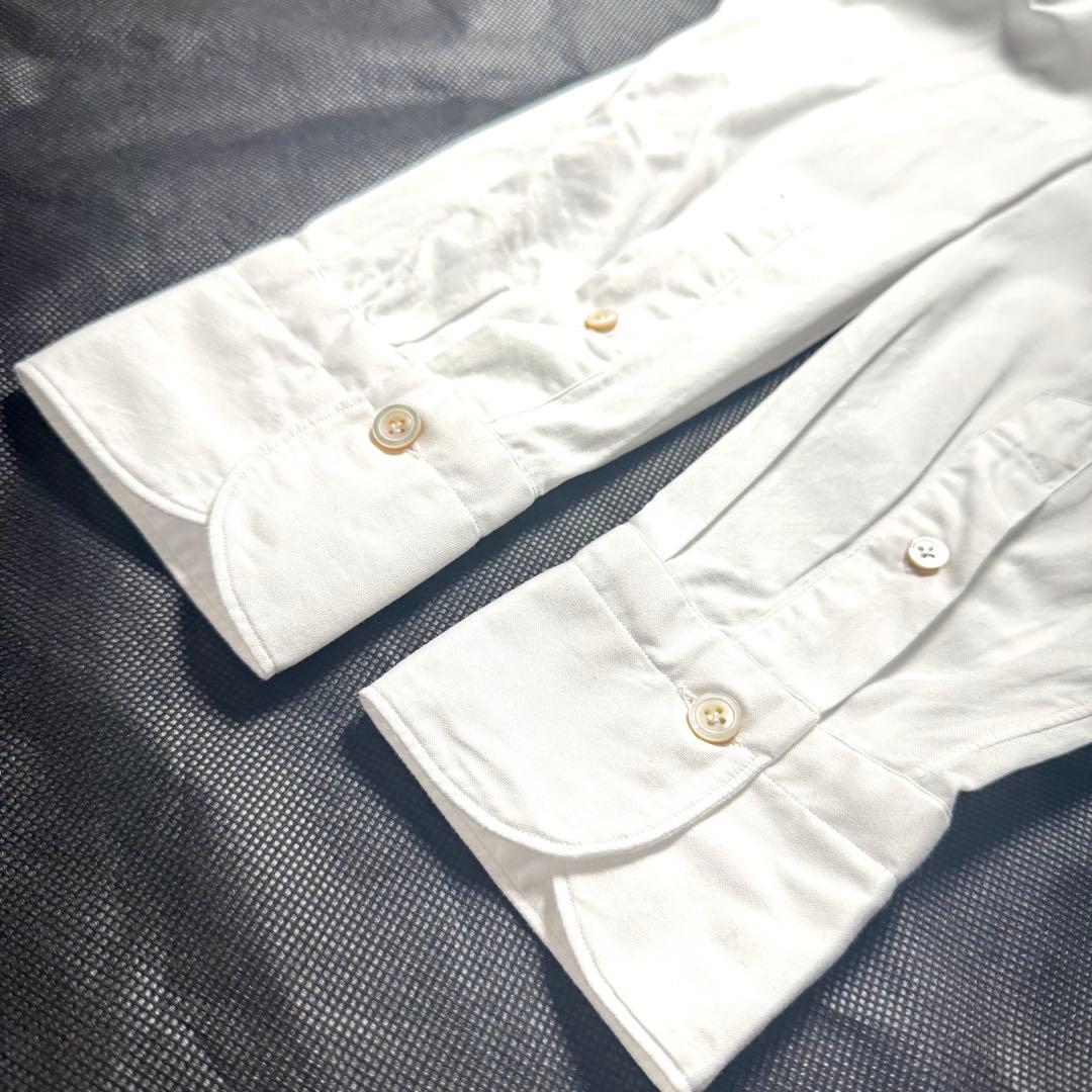 【美品】フィナモレ ホリゾンタルカラー ドレスシャツ 白シャツ 40 イタリア製