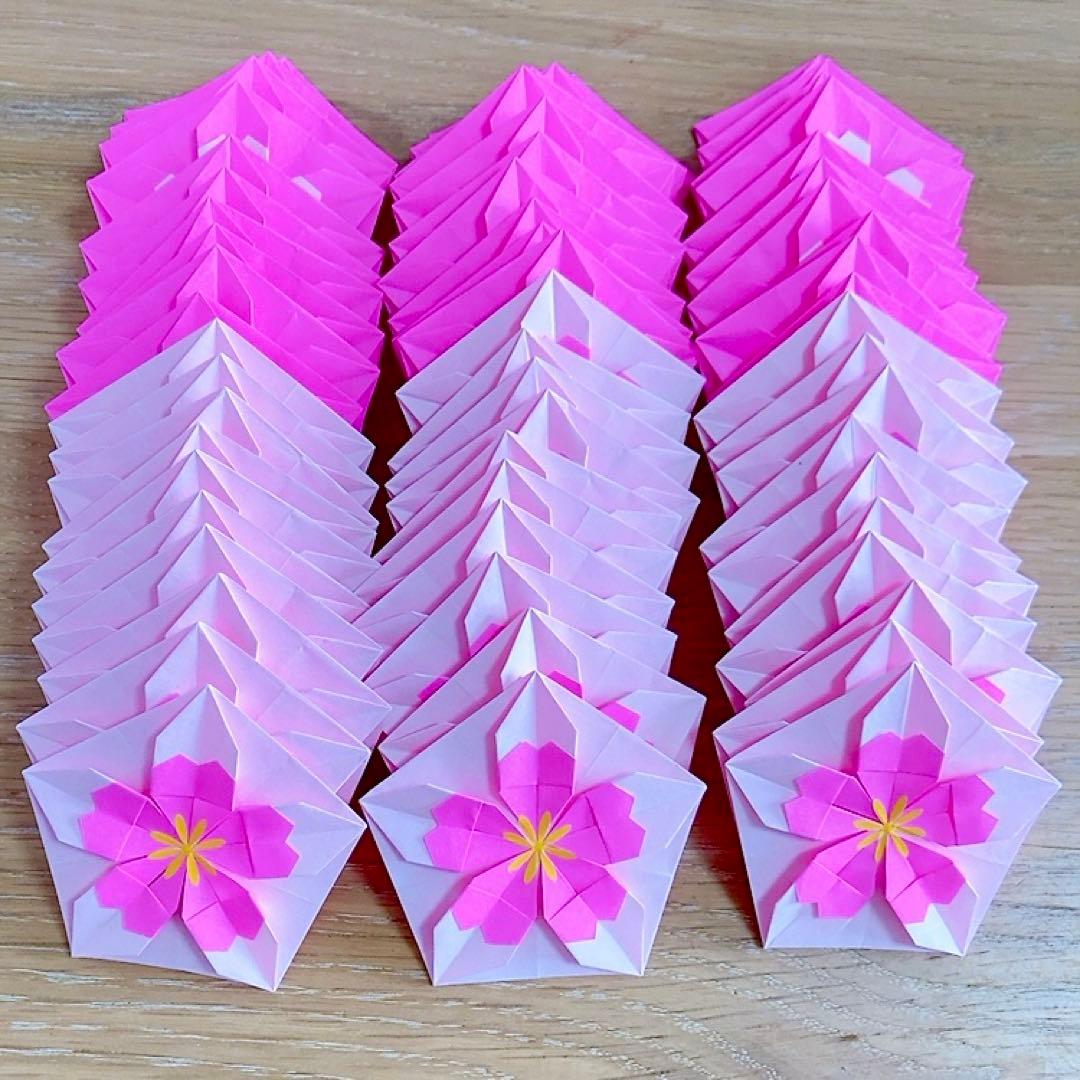 どんちゃんページ(折り紙 桜 2種60枚 雛飾り16セット ハンドメイド)