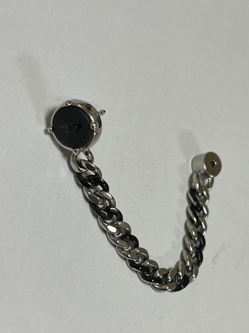 Dx1500 シルバー ブラック チェーンピアス(片耳用)