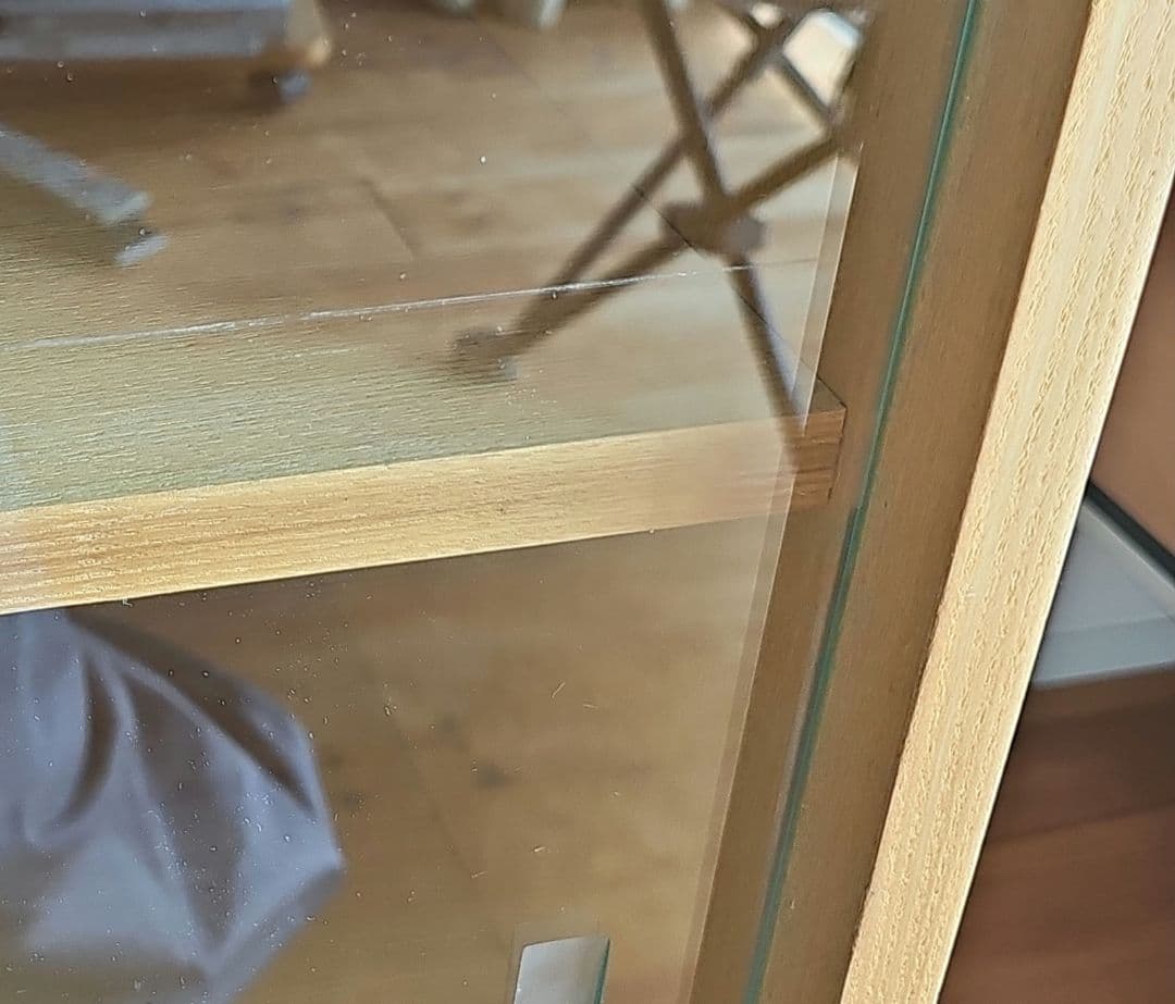 無印良品　廃盤　木製　 ガラス扉付き3段シェルフ