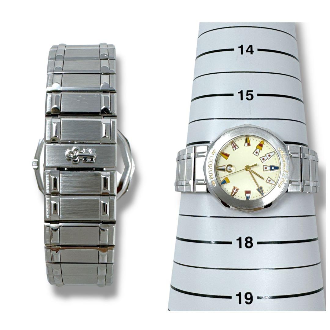 コルム アドミラルズカップ アイボリー デイト クォーツ メンズ 腕時計 美品