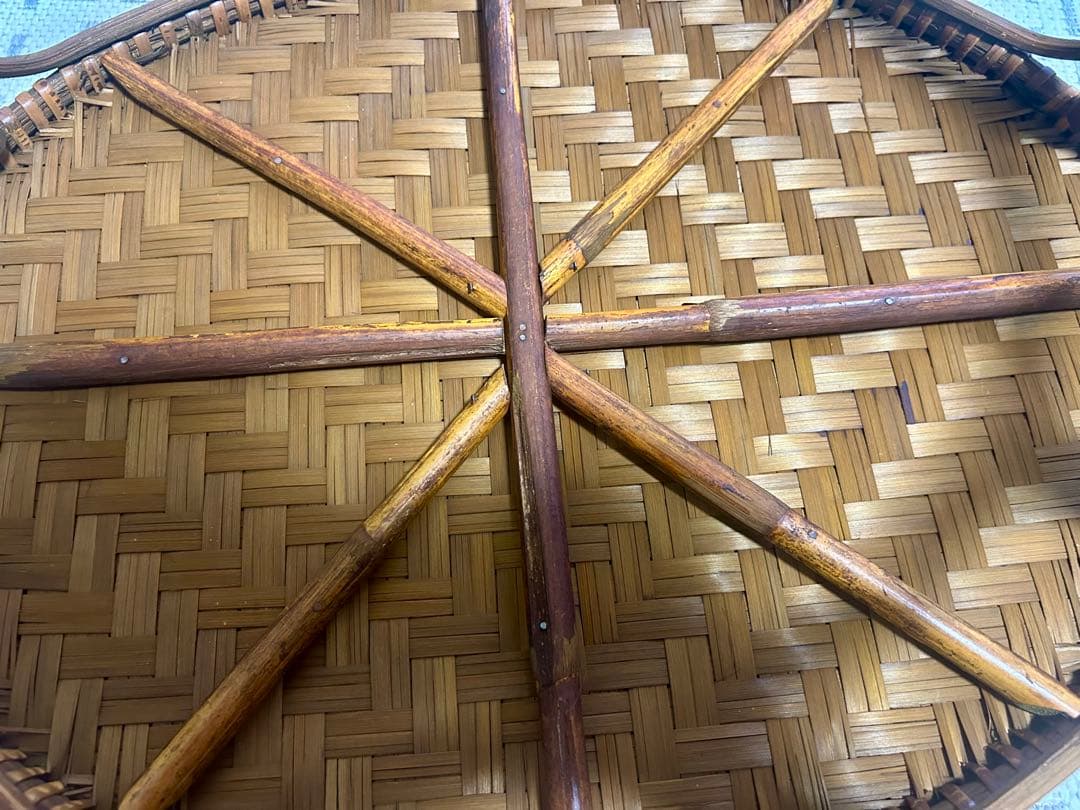 ラタン カントークテーブル　籐 ローテーブル 竹細工 古民具 アジアン雑貨