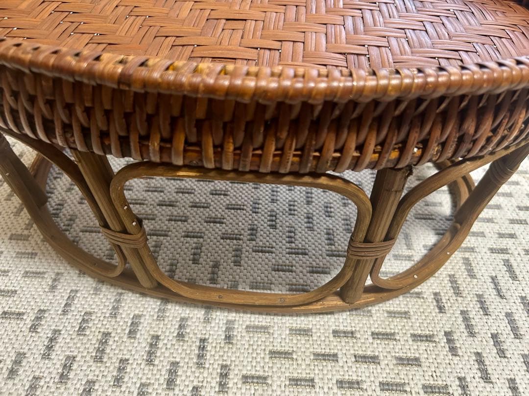 ラタン カントークテーブル　籐 ローテーブル 竹細工 古民具 アジアン雑貨