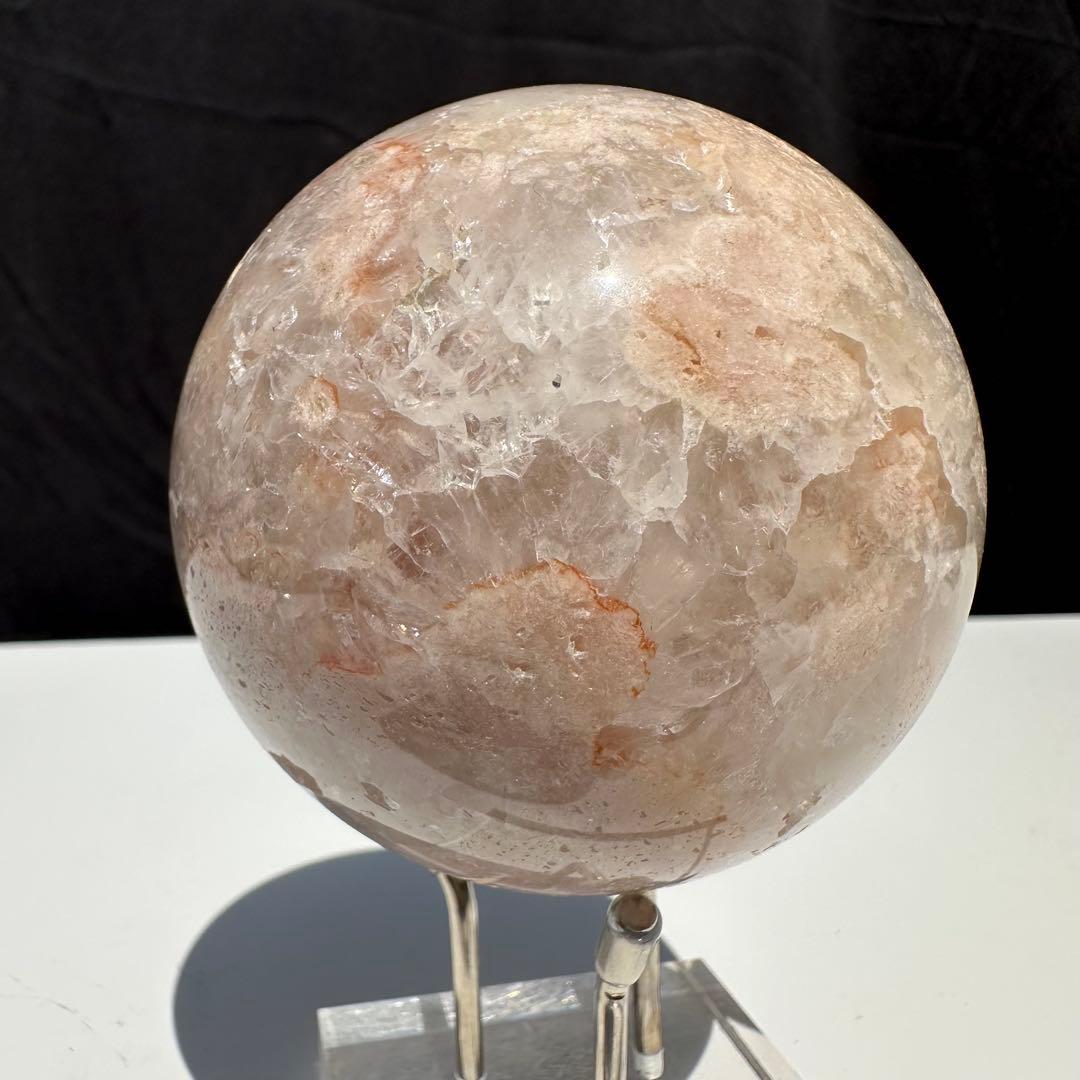 天然石桜瑪瑙のスフィア　丸玉　置物D.203