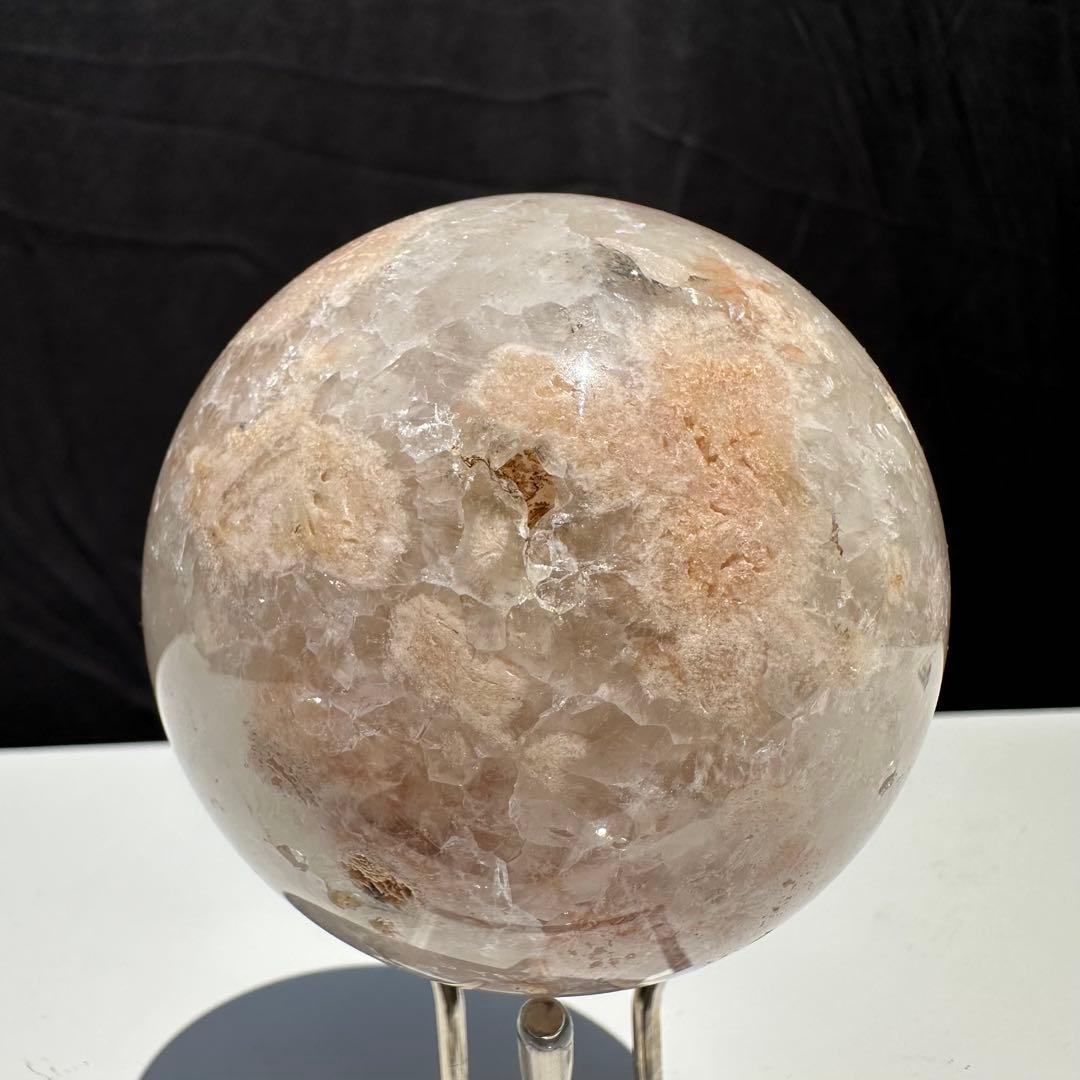 天然石桜瑪瑙のスフィア　丸玉　置物D.203