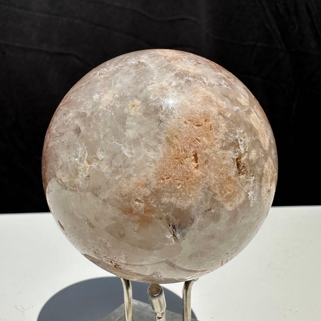 天然石桜瑪瑙のスフィア　丸玉　置物D.203