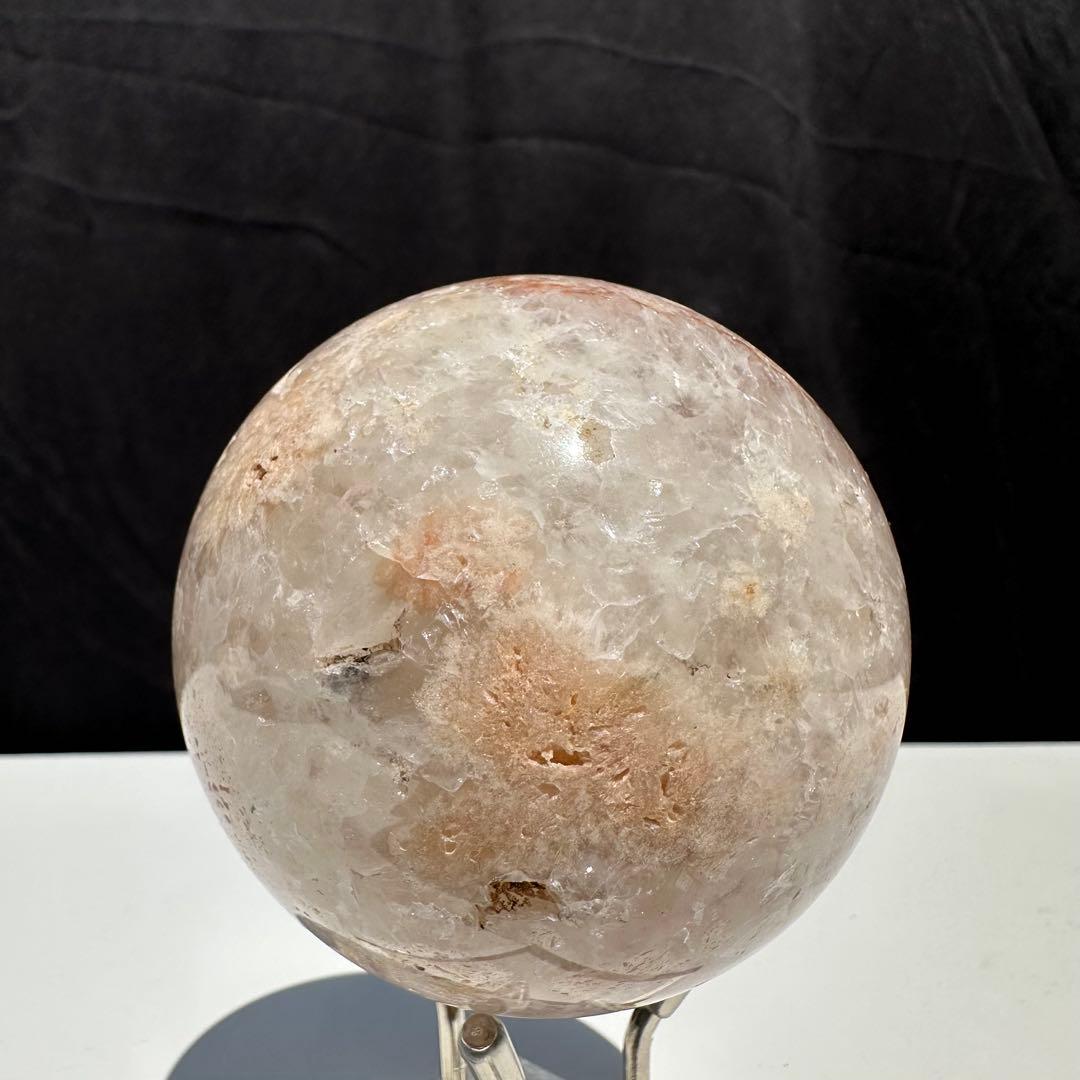 天然石桜瑪瑙のスフィア　丸玉　置物D.203