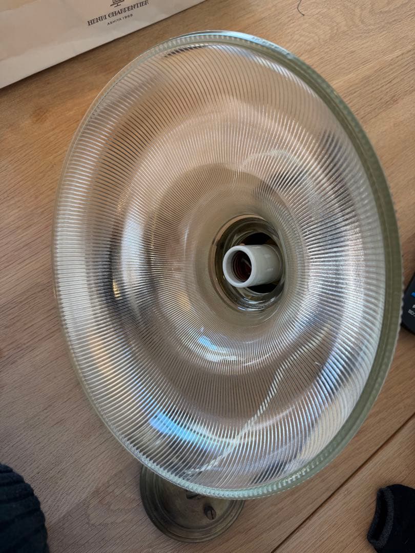 ヴィンテージクリアガラス ペンダントライト リブデザイン