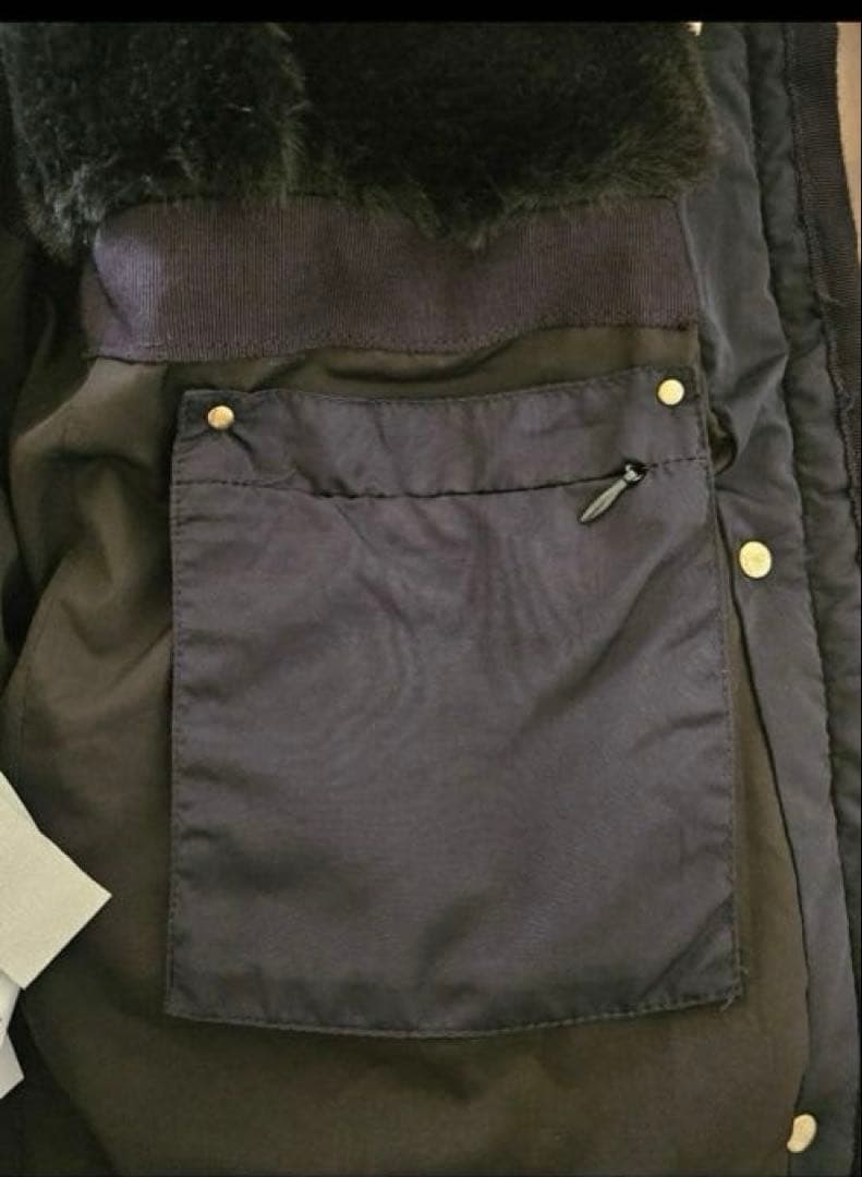 ネイビー フード付き ロングダウンジャケット