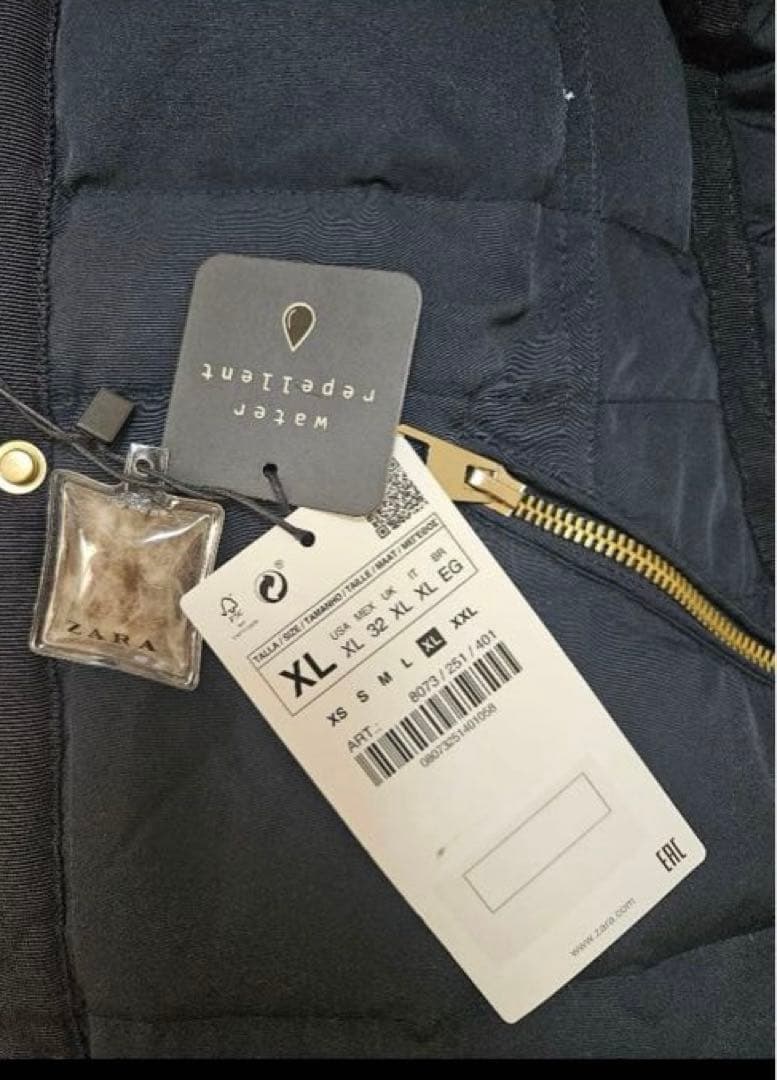 ネイビー フード付き ロングダウンジャケット