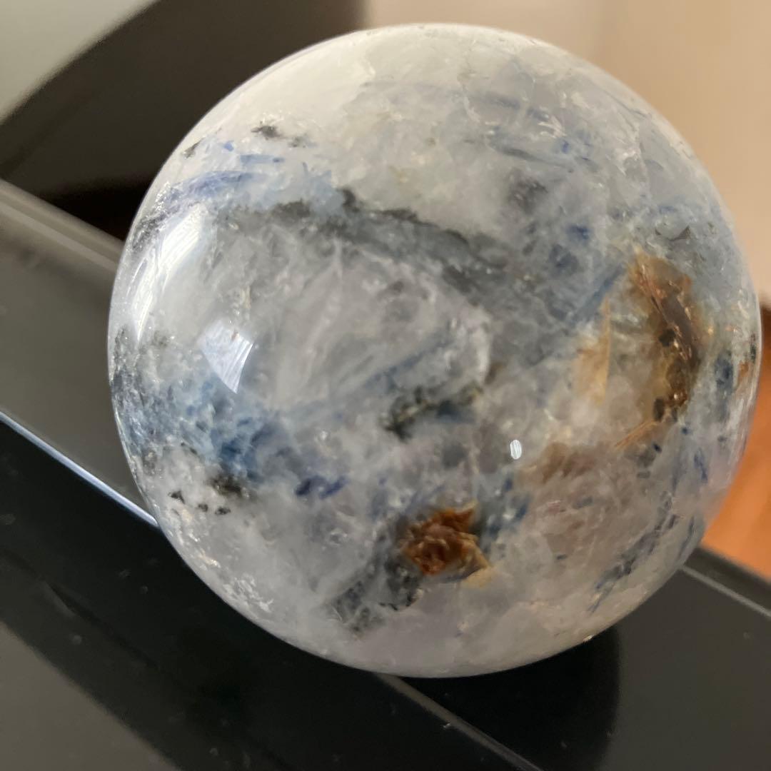 特大！カイヤナイトシリカ　スフィア　天然石置物　E148