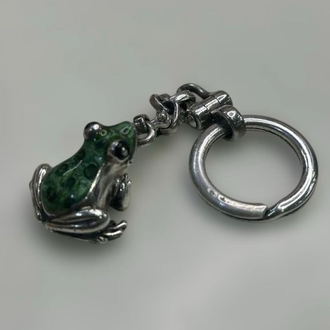 7154 ティファニー カエル キーリング キーホルダー シルバー×グリーン