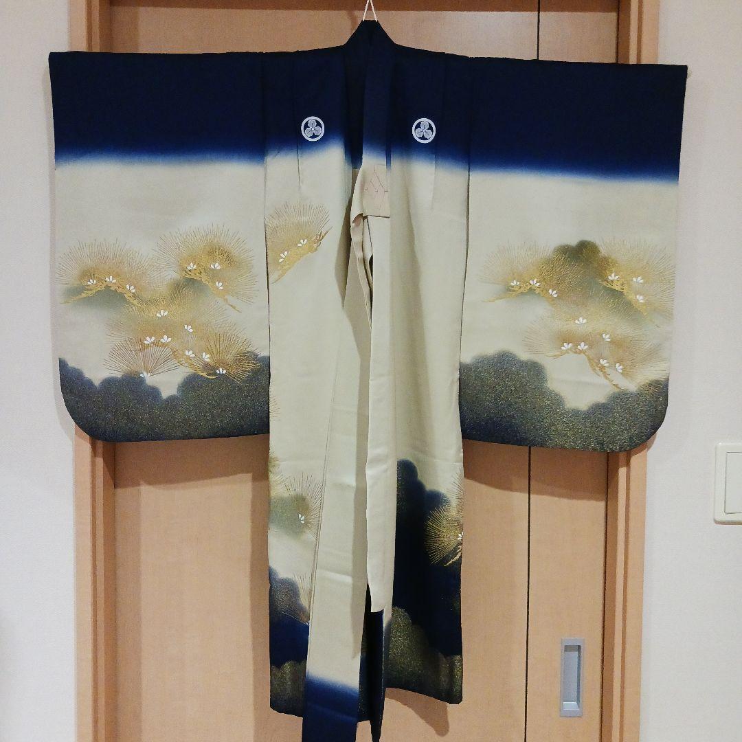 専用☆【3歳&5歳】正絹　七五三　男児　着物　陣羽織　袴　雪駄　小物セット　紺