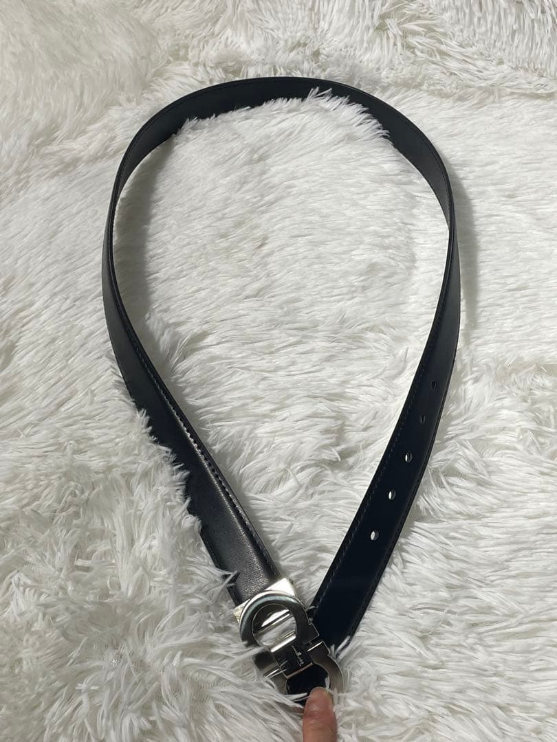 サルヴァトーレフェラガモ ダブルガンチーニ 本革　レザーベルト 黒 シルバー金具