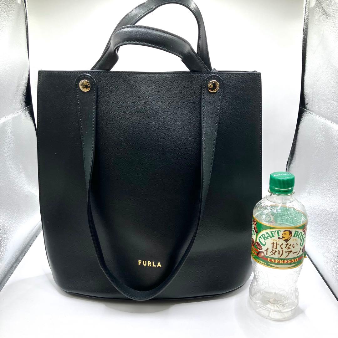 【美品】FURLA フルラ ムーサS トートバッグ ハンドバッグ 黒 ポーチ付