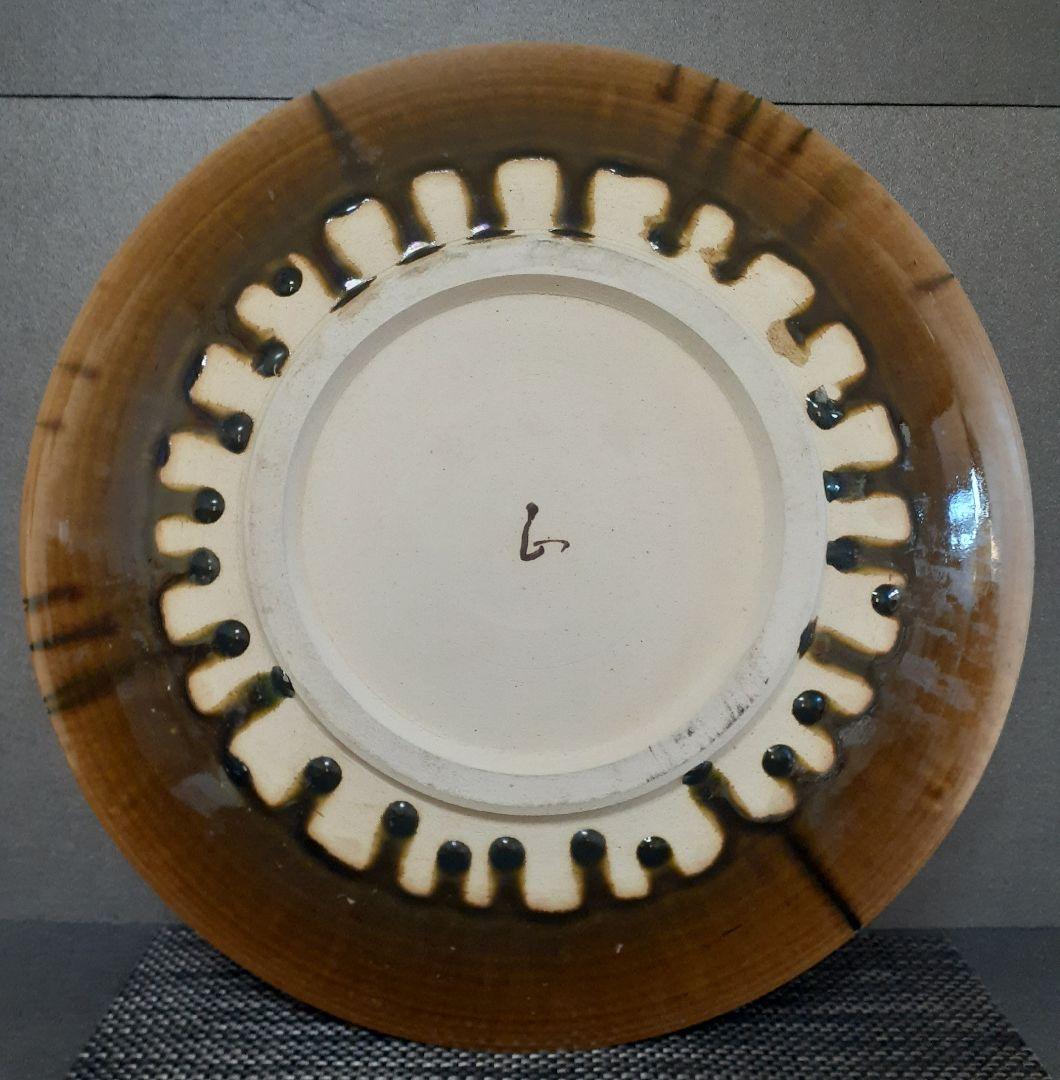 日本工芸会正会員　白山窯【山田正和】造　織部結晶釉　径49.4cm　特大皿　共箱