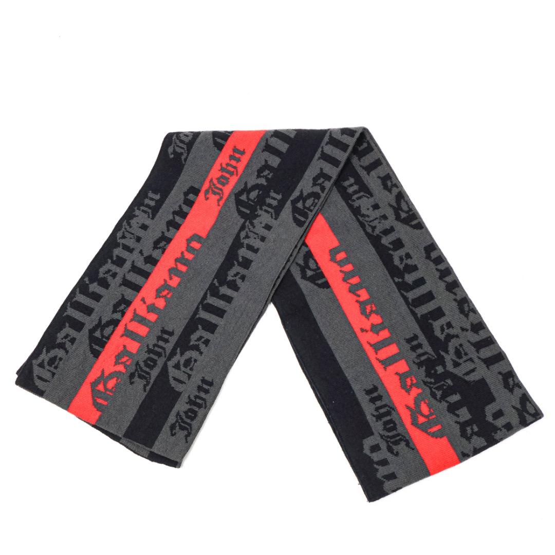 H3465-3◾️ジョンガリアーノ　ウールニットマフラーロゴデザイン　Y2K