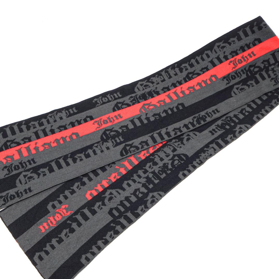 H3465-3◾️ジョンガリアーノ　ウールニットマフラーロゴデザイン　Y2K