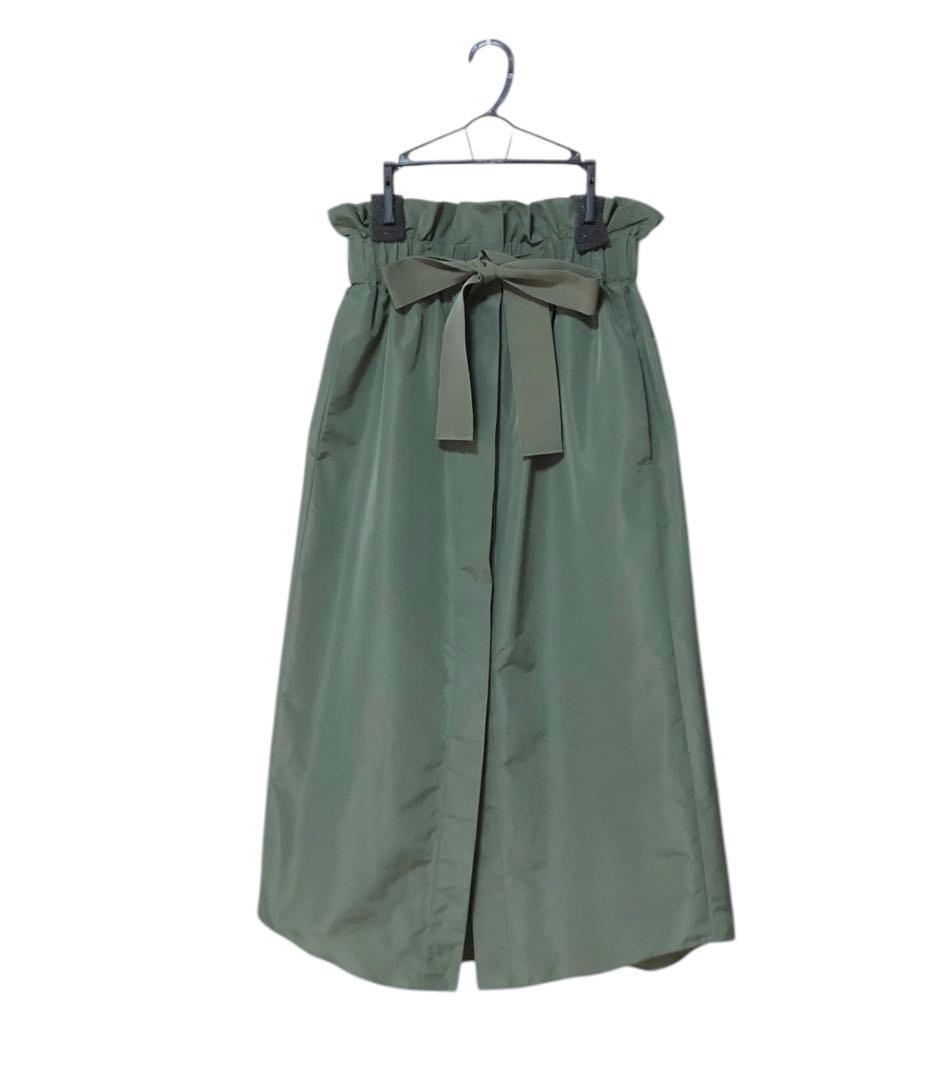 ◆美品◆PATOU／パトゥ◆リボン フレアスカート◆KHAKI◆34◆国内正規品