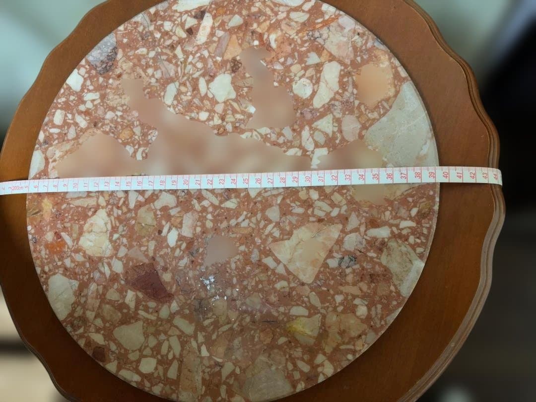 大理石 ヒビあり　サイドテーブル コンソールテーブル 花台 猫足　01b37