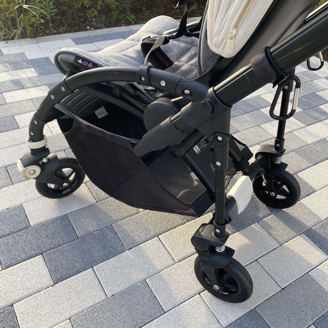 【美品】bugaboo bee5ベビーカー ブラックフレーム　グレーメランジ&白