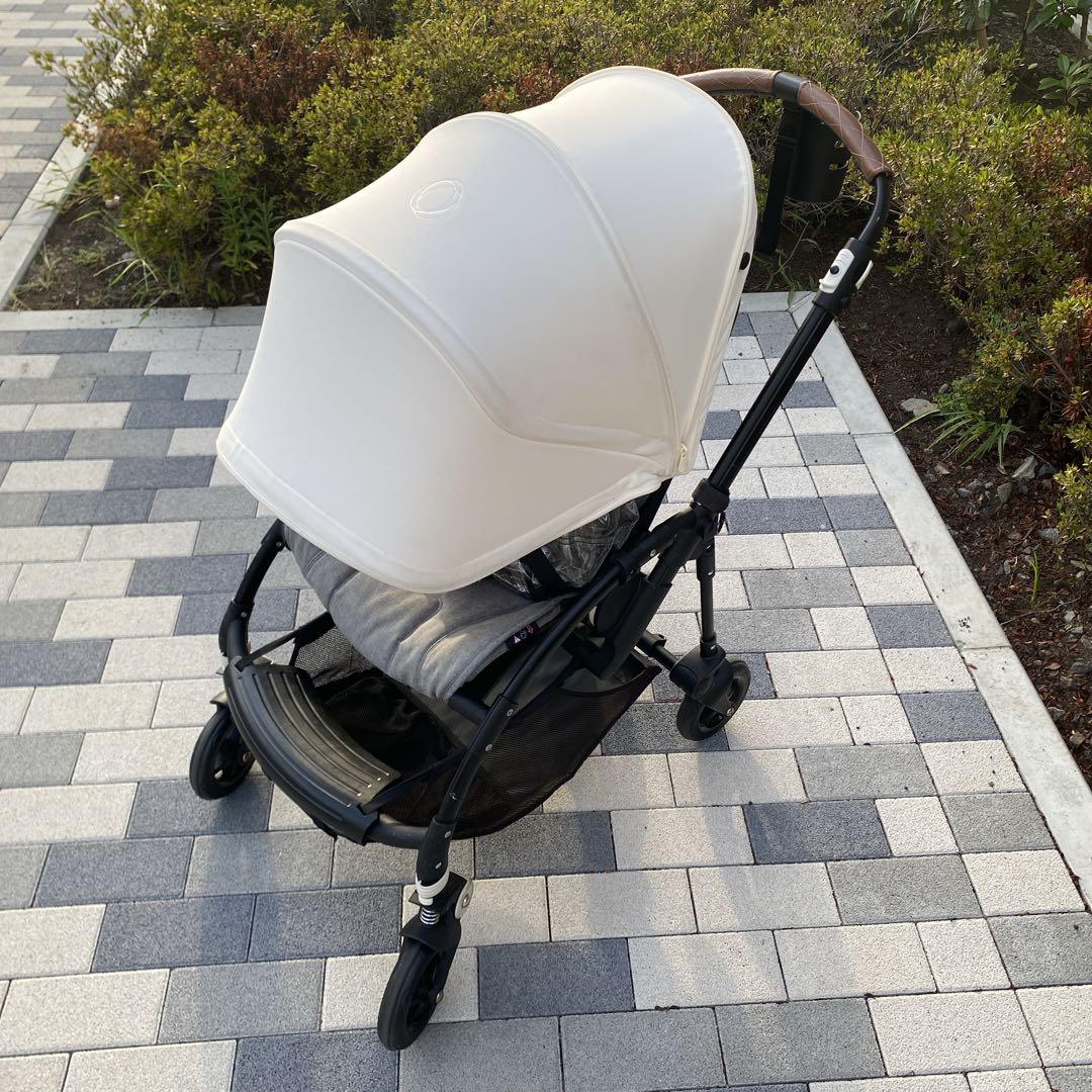 【美品】bugaboo bee5ベビーカー ブラックフレーム　グレーメランジ&白