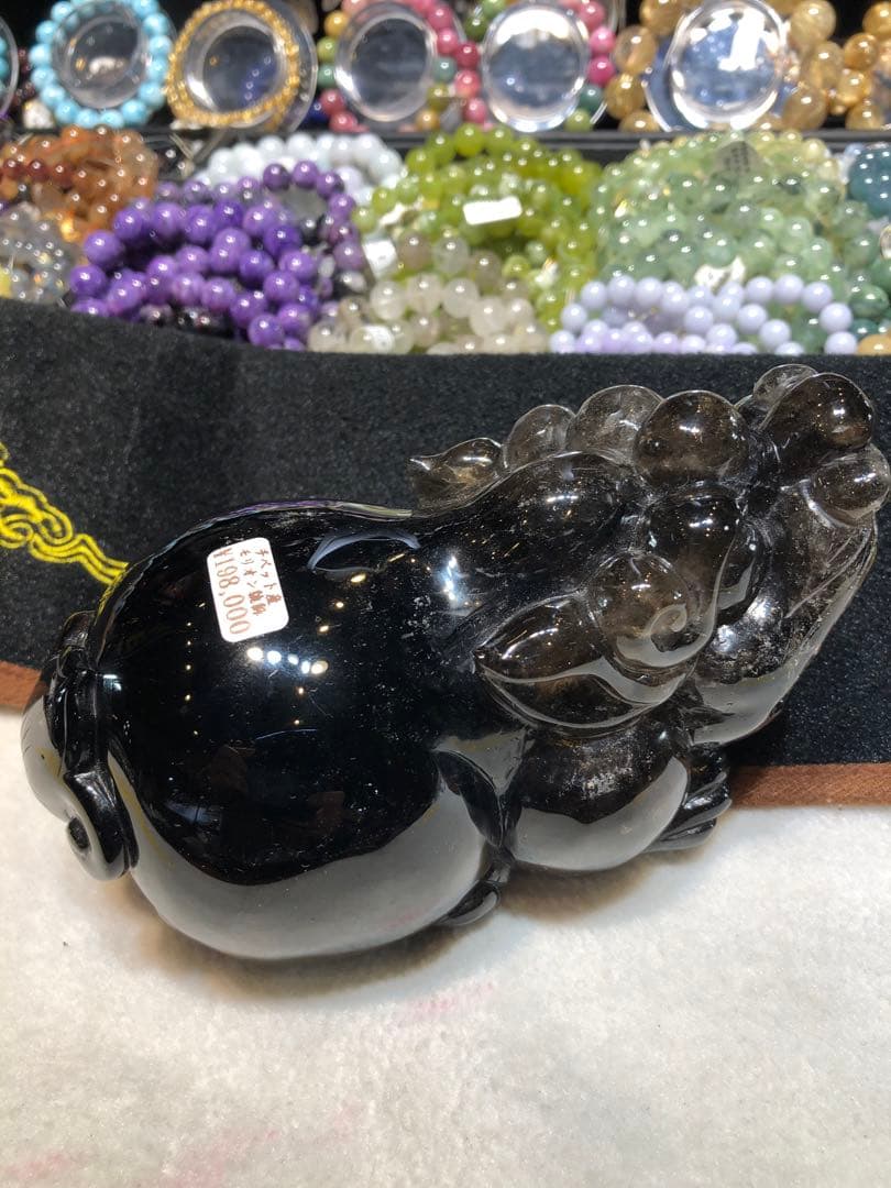 高品質　チベット産　モリオン貔貅　手彫り　置き物　天然石　パワーストーン　風水