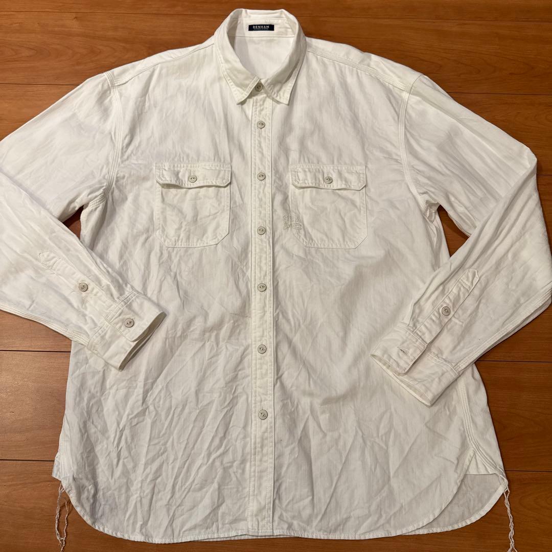 【DENHAM WDS 】新品 DENIM SHIRTS デニムシャツ 白 L