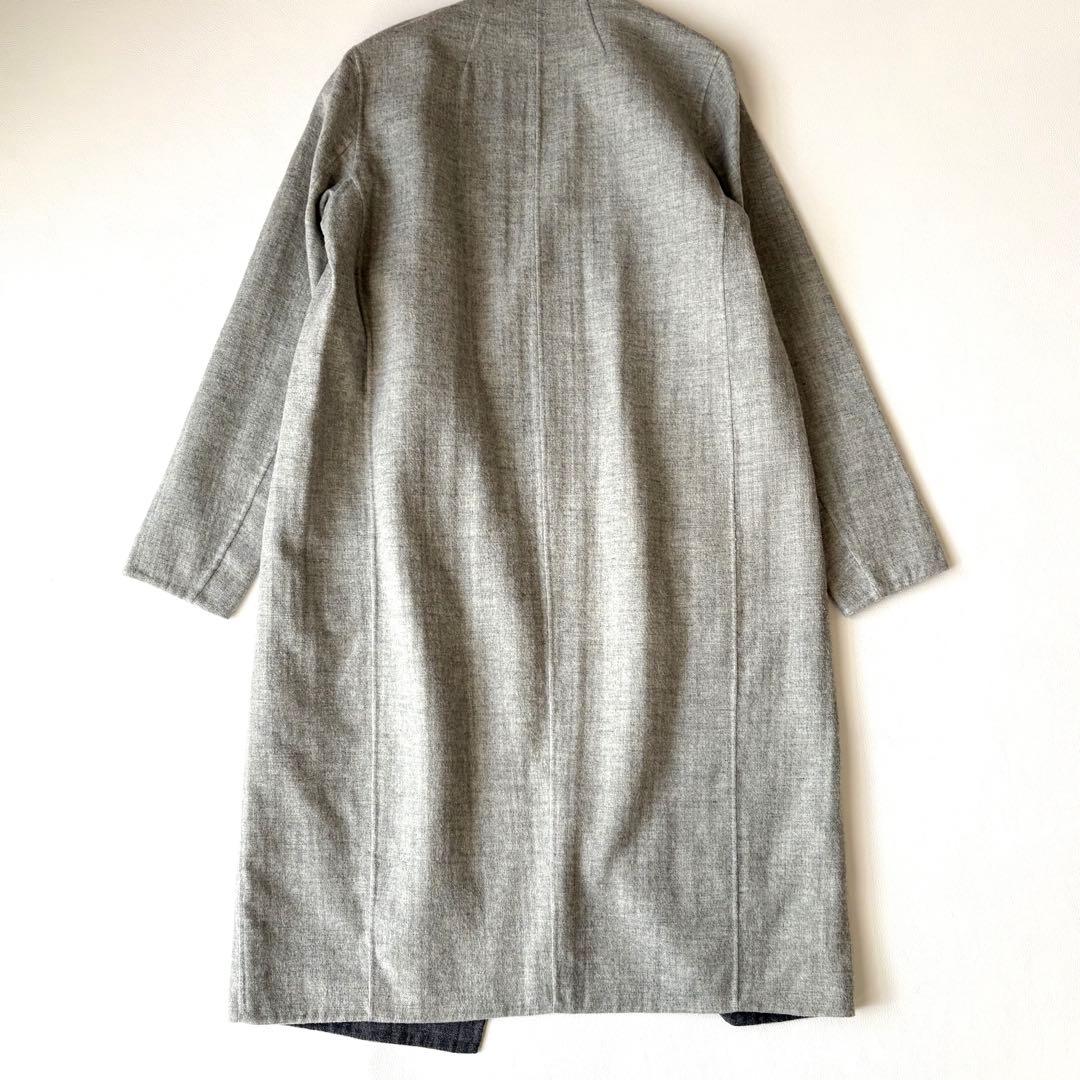 カシミヤ混＊Theory リバーコート ダブルフェイス ロング丈 グレー