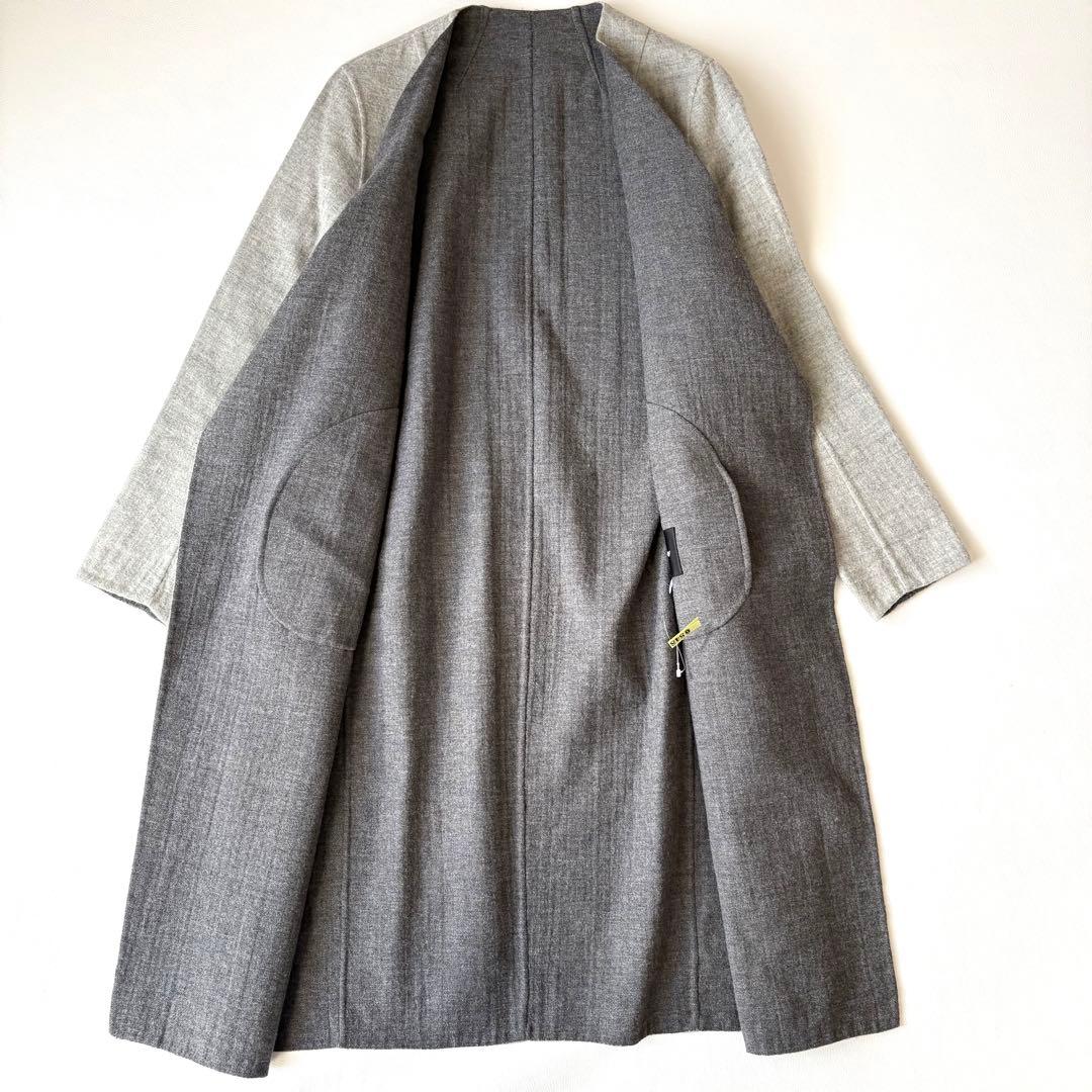 カシミヤ混＊Theory リバーコート ダブルフェイス ロング丈 グレー