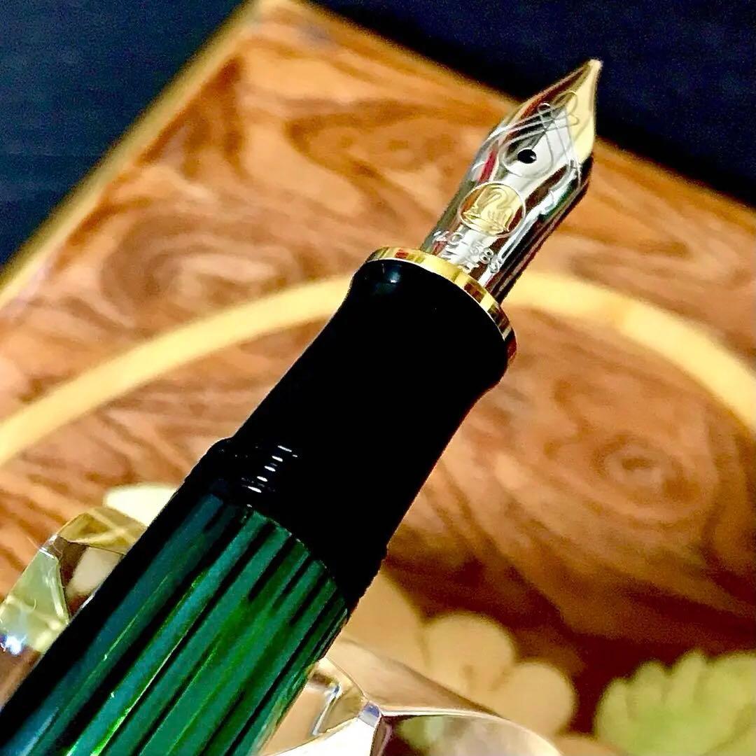 ☆超お勧め☆素晴らしいペリカン万年筆M400（EF)グリーンストライプ☆極上美品