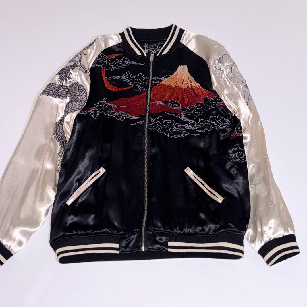 【美品】絡繰魂からくりだましい スカジャン ドラゴン 刺繍 リバーシブル XL