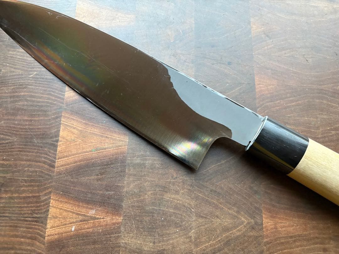 堺打刃物　霞　大　出刃　240mm 包丁　白鋼　和包丁　水牛朴柄　本職