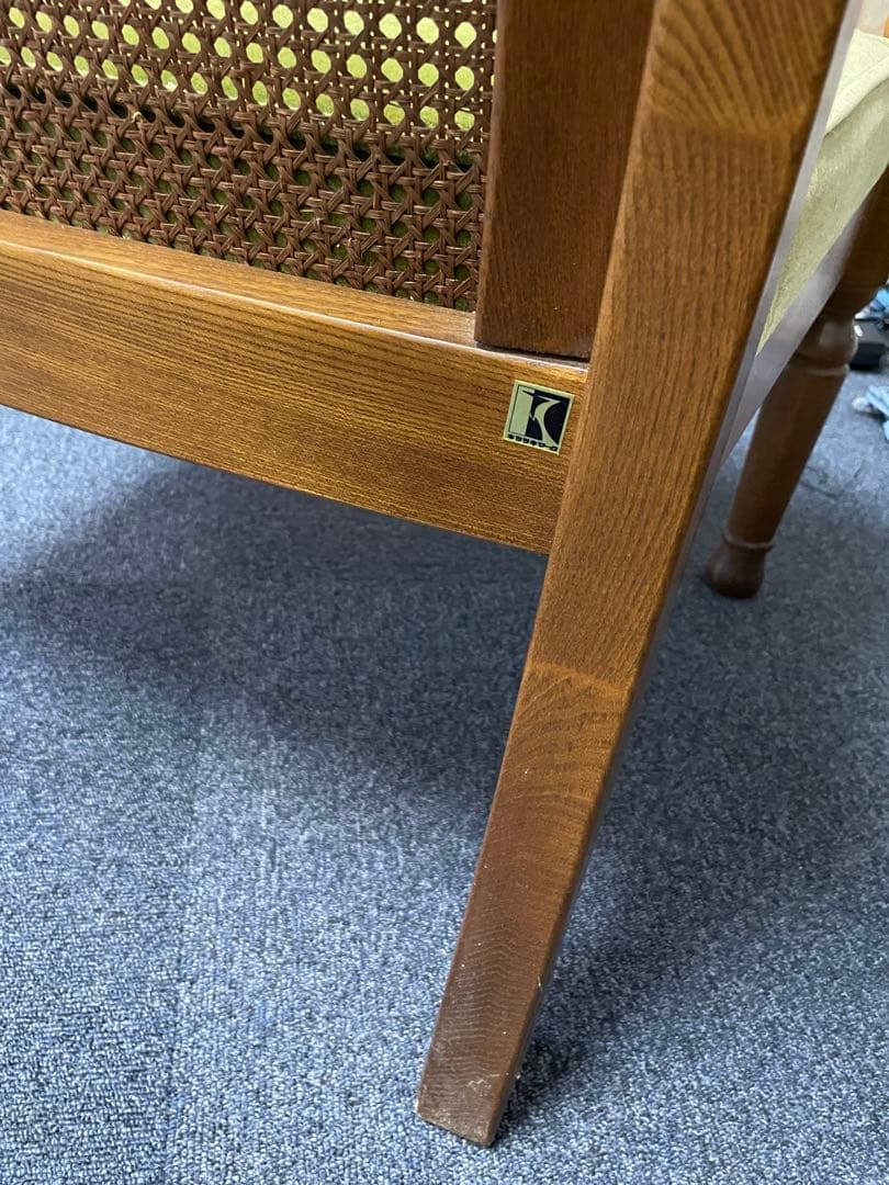 飛騨家具　キツツキ　クラシックスタイル ダイニングチェア 黄緑色　①