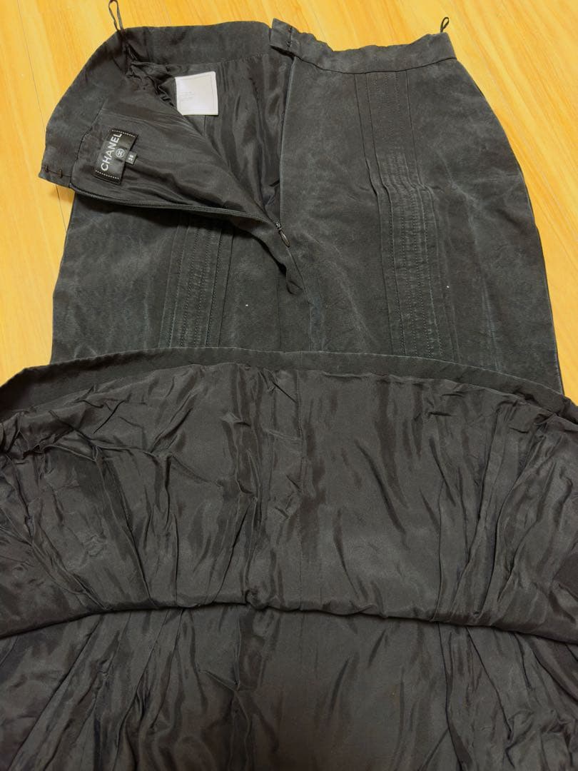 CHANEL シルク混ロングスカート　 ブラック マーメイドスカート